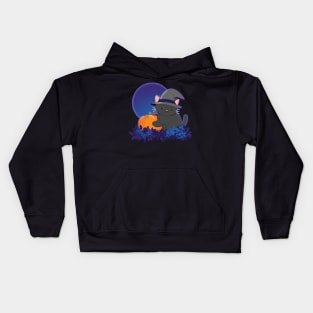 Halloween Black Cat with Pumpkin Kids Hoodie